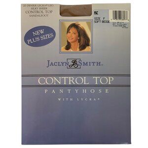 Jaclyn Smith Control Top Pantyhose Control Top Plus Size F 2X Beige Silky Sheer
